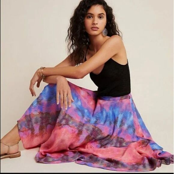 Anthropologie Bl^nk London Jodi Tie Dye A-Line High Waisted Midi Skirt - Picture 5 of 16